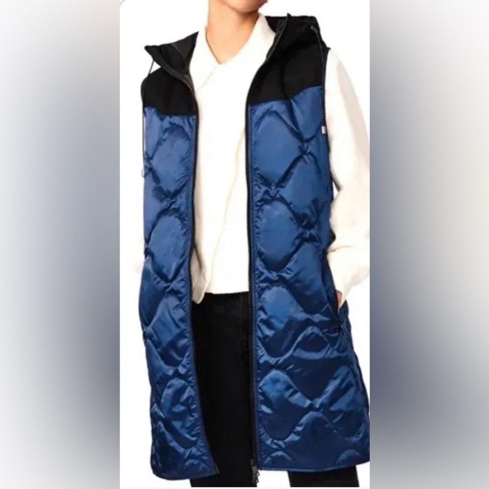 NWT Bernardo Womens longline Quilted Sleeveless vest, Royal blue/black. Size M. - Picture 4 of 12